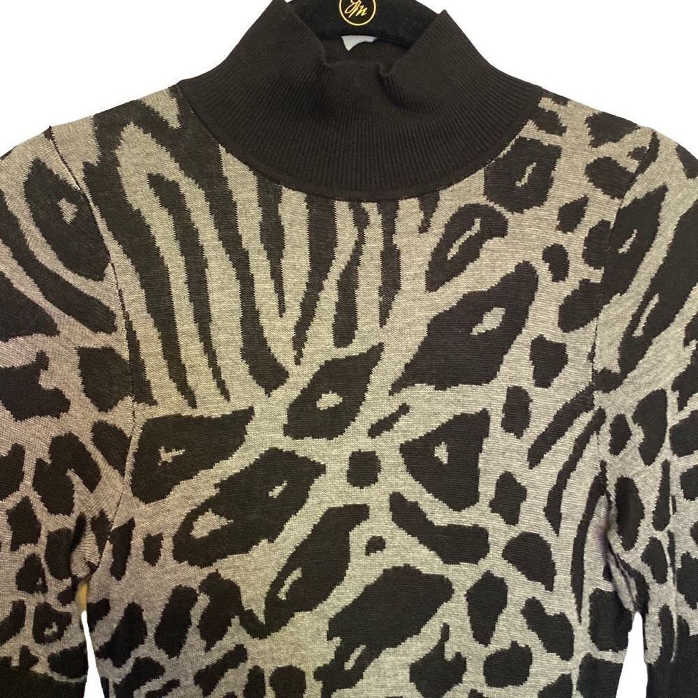 Express Design Studio Knit Pull Over Top Size XS, Gray/Black Animal Print - Picture 2 of 14